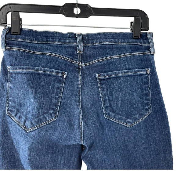 L'AGENCE DARK WASH FRAYED ANKLE DENIM JEANS - Picture 4 of 8